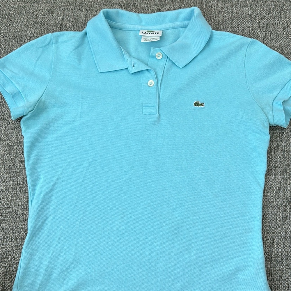 Lacoste Kids’ Size 38 (fits like a Small) Light Blue Collared Shirt
